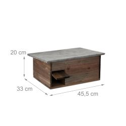 Abri &agrave; h&eacute;rissons jardin hibernation avec sol confortable 75 x 50 x 30 cm en bois naturel 13_0013165