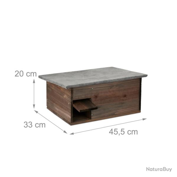 Abri � h�rissons jardin hibernation avec sol confortable 75 x 50 x 30 cm en bois naturel 13_0013165
