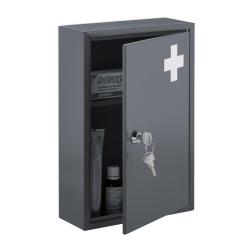 Armoire &agrave; pharmacie murale verrouillable 60 x 40 x 15 cm rangement s&eacute;curis&eacute; moderne en m&eacute;tal gris 1