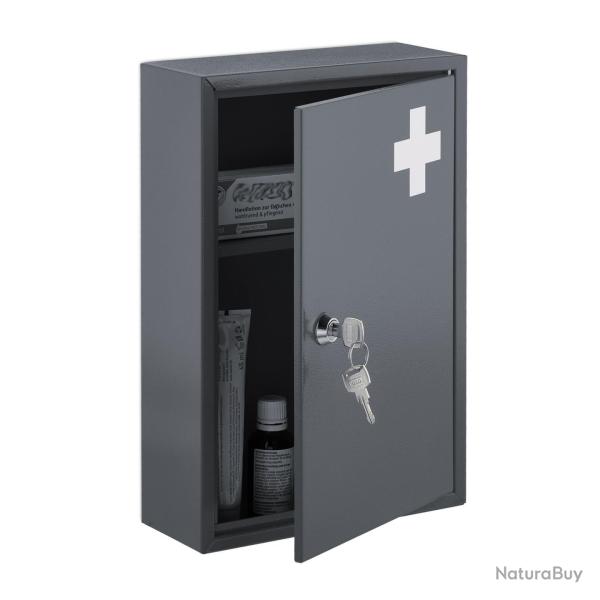 Armoire � pharmacie murale verrouillable 60 x 40 x 15 cm rangement s�curis� moderne en m�tal gris 1