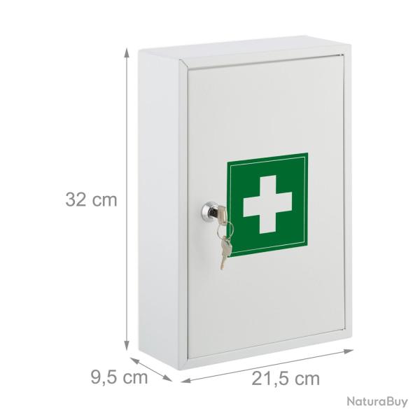 Armoire � pharmacie murale verrouillable 60 x 40 x 15 cm rangement s�curis� style sobre en m�tal bl