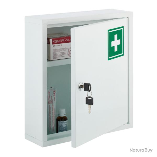 Armoire � pharmacie murale verrouillable s�curit� enfants 60 x 30 x 20 cm en m�tal blanc 13_0013802
