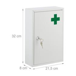 Armoire &agrave; pharmacie murale verrouillable rangement organis&eacute; 2 niveaux stockage s&eacute;curis&eacute; en m&eacute;tal bl