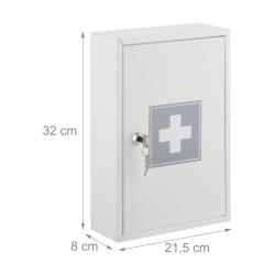 Armoire &agrave; pharmacie murale verrouillable rangement organis&eacute; 2 niveaux stockage s&eacute;curis&eacute; en m&eacute;tal bl