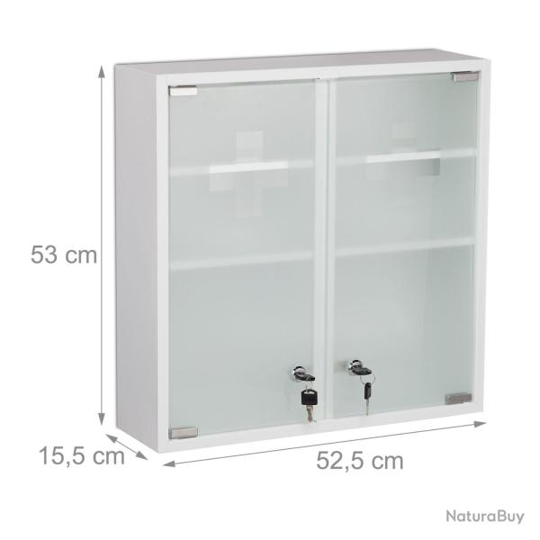 Armoire � pharmacie murale verrouillable 3 compartiments rangement optimal style moderne 80 x 60 x