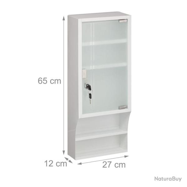 Armoire � pharmacie murale verrouillable 5 compartiments rangement s�curis� style moderne en m�tal