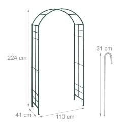 Arche &agrave; rosiers en m&eacute;tal d&eacute;corative jardin 240 x 150 x 30 cm support pour plantes grimpantes en fer