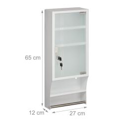 Armoire &agrave; pharmacie murale verrouillable pratique 4 compartiments 60 x 40 x 15 cm en m&eacute;tal blanc 13