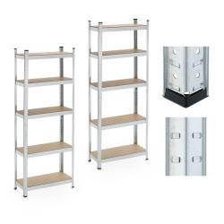 Lot de 2 &eacute;tag&egrave;res de rangement pour charges lourdes 90 x 40 x 180 cm modulables design robuste en a