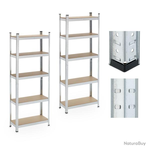 Lot de 2 �tag�res de rangement pour charges lourdes 90 x 40 x 180 cm modulables design robuste en a