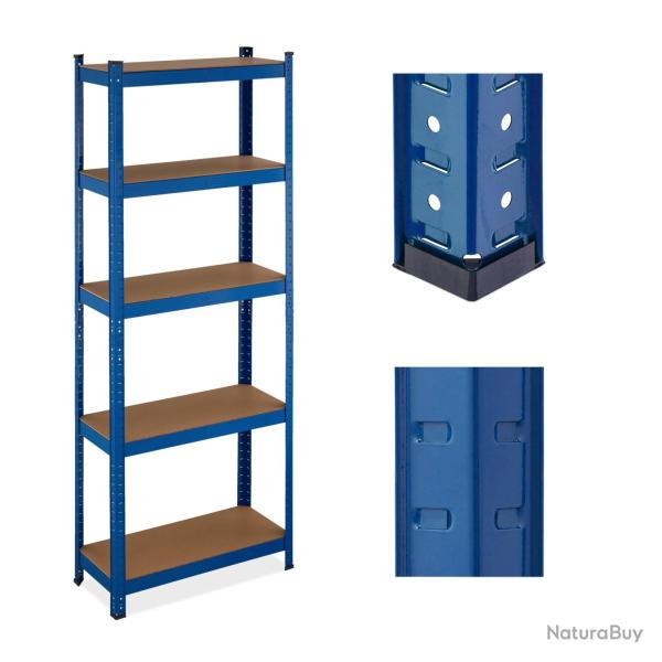 �tag�re � charge lourde 5 niveaux rangement garage 194 x 90 x 40 cm en acier bleu 13_0014782