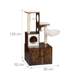 Arbre &agrave; chat moderne avec armoire multifonction 128 x 95 x 52 cm confort optimal design industriel