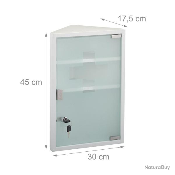 Armoire � pharmacie murale moderne avec 3 compartiments pour espace optimis� 45 x 30 x 17,5 cm en a
