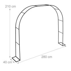 Arche de jardin d&eacute;corative en m&eacute;tal noir 200 x 100 x 50 cm pour plantes et fleurs &eacute;l&eacute;gantes en acie