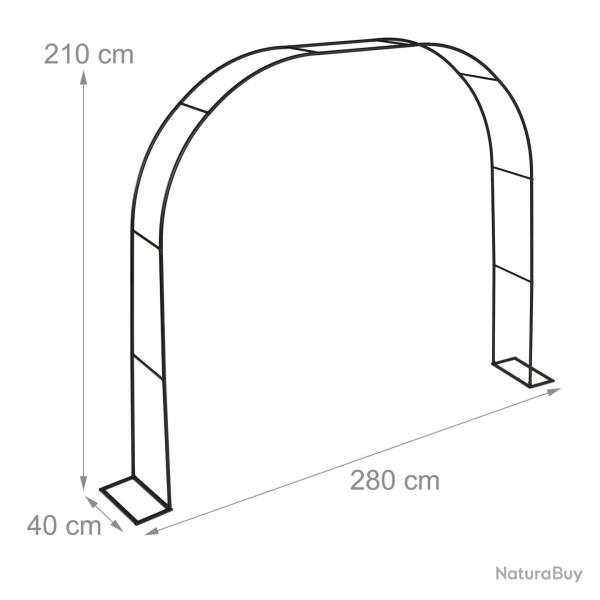 Arche de jardin d�corative en m�tal noir 200 x 100 x 50 cm pour plantes et fleurs �l�gantes en acie