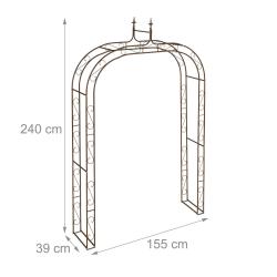 Arche de jardin design romantique support plantes 200 x 100 x 30 cm en acier marron 13_0016824