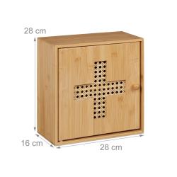 Armoire &agrave; pharmacie d&eacute;corative pratique salle de bain 2 compartiments en bois blanc 13_0016891