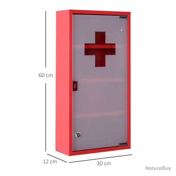 Armoire � pharmacie murale 30 x 12 x 60 cm verrouillable s�curit� enfants 3 �tag�res design moderne