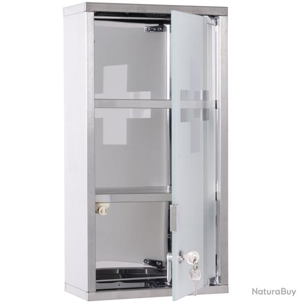 Armoire � pharmacie murale 25 x 12 x 48 cm verrouillable avec 2 cl�s hygi�nique moderne �pur� en ac
