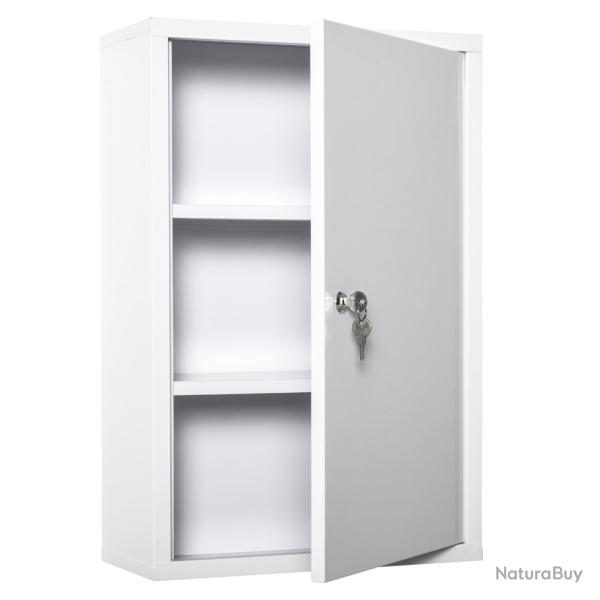 Armoire � pharmacie murale 40 x 18 x 60 cm capacit� g�n�reuse verrouillable 2 cl�s contemporain mod