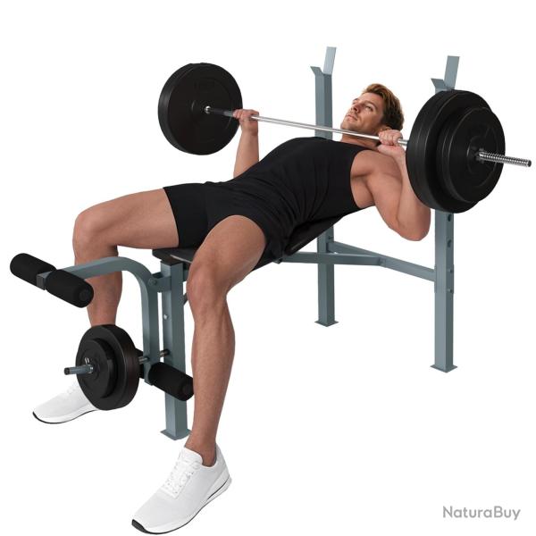 Banc de musculation entra�nement complet 165 x 68 x 114 cm dossier r�glable assise rembourr�e moder