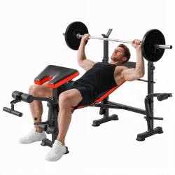 Banc de musculation complet salon 175 x 139 x 127 cm dossier r&eacute;glable assise rembourr&eacute;e style moder