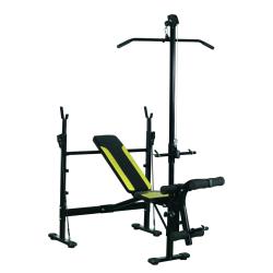 Banc de musculation complet 175 x 110 x 202 cm dossier r&eacute;glable assise rembourr&eacute;e support halt&egrave;res
