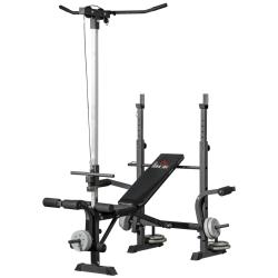 Banc de musculation multifonction tout en un 180 x 134 x 200 cm dossier r&eacute;glable poulie int&eacute;gr&eacute;e mo
