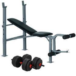 Banc de musculation 165 x 68 x 114 cm dossier r&eacute;glable support barre stabilit&eacute; moderne avec halt&egrave;re