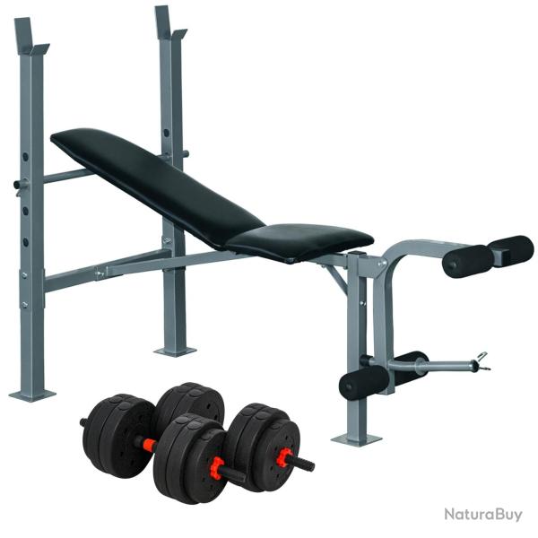 Banc de musculation 165 x 68 x 114 cm dossier r�glable support barre stabilit� moderne avec halt�re