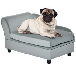 Canap&eacute; pour chien et chat 76 x 45 x 43 cm coffre de rangement assise relevable moderne design en ve