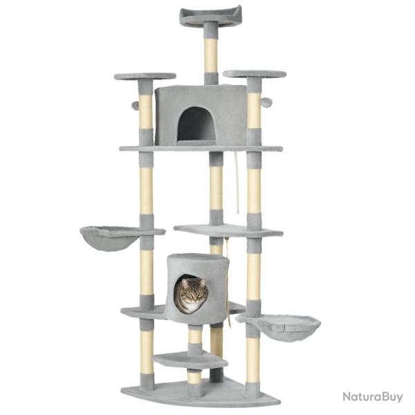 Arbre � chat xxl plateaux 60 x 60 x 200 cm griffoirs hamacs pour chats douillets design contemporai