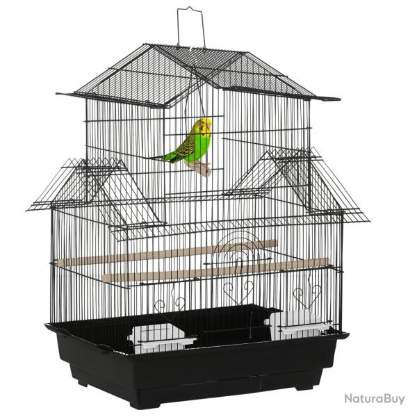Cage � oiseaux int�rieure perchoirs mangeoires plateau amovible poign�e 50.5 x 41 x 63 cm design mo