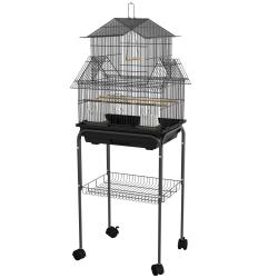 Cage &agrave; oiseaux toit maison 50,5 x 41 x 121 cm acc&egrave;s tr&egrave;s facile plateau amovible moderne &eacute;pur&eacute; salo