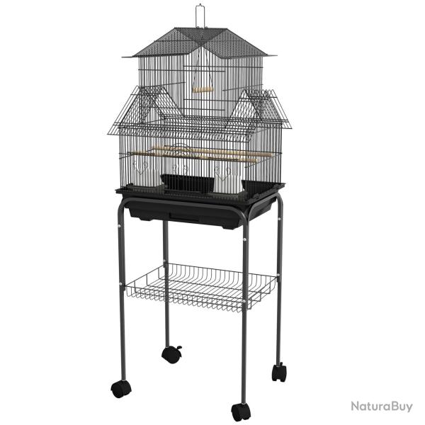 Cage � oiseaux toit maison 50,5 x 41 x 121 cm acc�s tr�s facile plateau amovible moderne �pur� salo