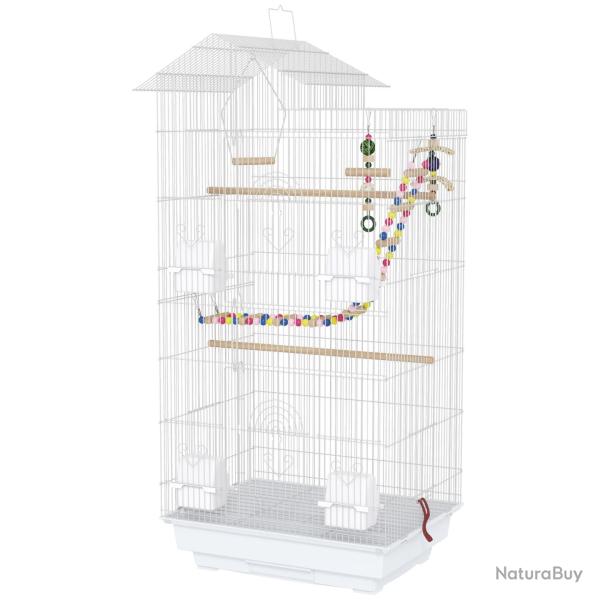 Cage � oiseaux int�rieure pratique 46 x 36 x 100 cm plateau coulissant perchoirs style contemporain