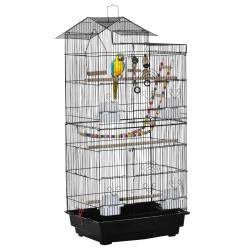 Cage &agrave; oiseaux voli&egrave;re 46 x 36 x 100 cm plateau coulissant avec 4 mangeoires contemporain moderne e