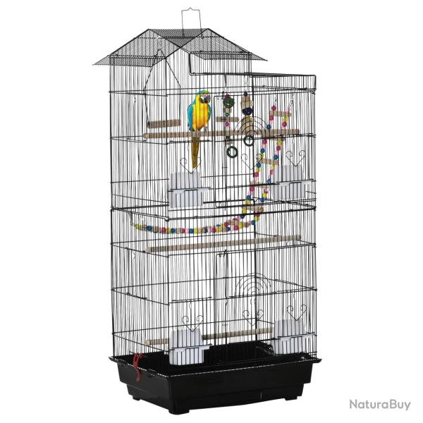 Cage � oiseaux voli�re 46 x 36 x 100 cm plateau coulissant avec 4 mangeoires contemporain moderne e