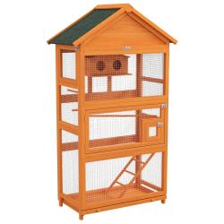 Cage &agrave; oiseaux sur pied 92 x 52 x 171 cm grand espace plateau coulissant style rustique ext&eacute;rieur e