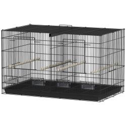 Cage &agrave; oiseaux voli&egrave;re 76 x 46 x 46 cm s&eacute;parable en deux plateau coulissant pratique salon moderne