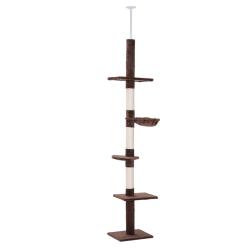 Arbre &agrave; chat du sol au plafond 40 x 34 x 230-260 cm 5 niveaux griffoir jeux moderne fixation plafon