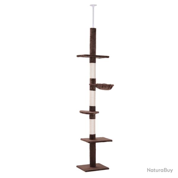 Arbre � chat du sol au plafond 40 x 34 x 230-260 cm 5 niveaux griffoir jeux moderne fixation plafon