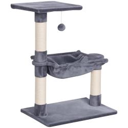 Arbre &agrave; chat plateforme 50 x 36 x 70 cm multiples griffoirs hamac et boule suspendue design contemp