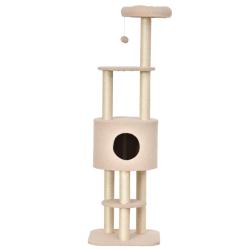 Arbre &agrave; chat avec niche et plateformes 45 x 40 x 148 cm griffoir perche rembourr&eacute;e scandinave moder