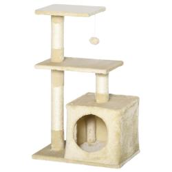 Arbre &agrave; chat tour de jeux 50 x 30 x 81,5 cm griffoir sisal couchage douillet moderne &eacute;pur&eacute; en panne