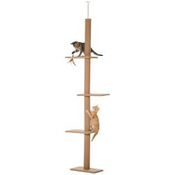 Arbre &agrave; chat multiniveaux 43 x 27 x 228-260 cm 4 niveaux hauteur r&eacute;glable fixation design en pannea