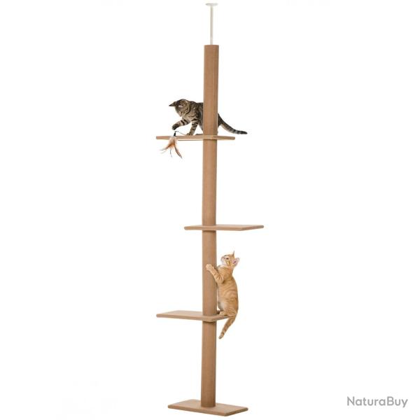 Arbre � chat multiniveaux 43 x 27 x 228-260 cm 4 niveaux hauteur r�glable fixation design en pannea