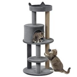 Arbre &agrave; chat multifonction jeu et repos 48 x 48 x 104 cm griffoirs r&eacute;sistants et niche douillette s