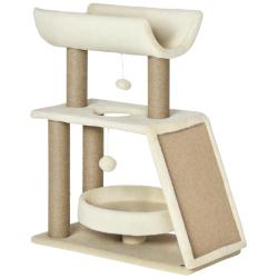 Arbre &agrave; chat salon 60 x 30 x 76 cm griffoir sisal plateforme confort design moderne en panneaux de