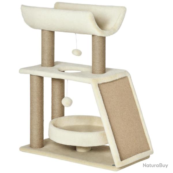 Arbre � chat salon 60 x 30 x 76 cm griffoir sisal plateforme confort design moderne en panneaux de